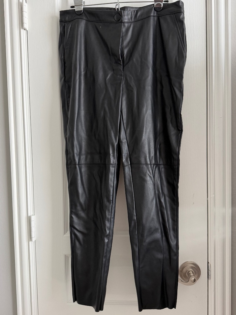 JDY Joanna Black Faux Leather Ankle Pants - Size 42